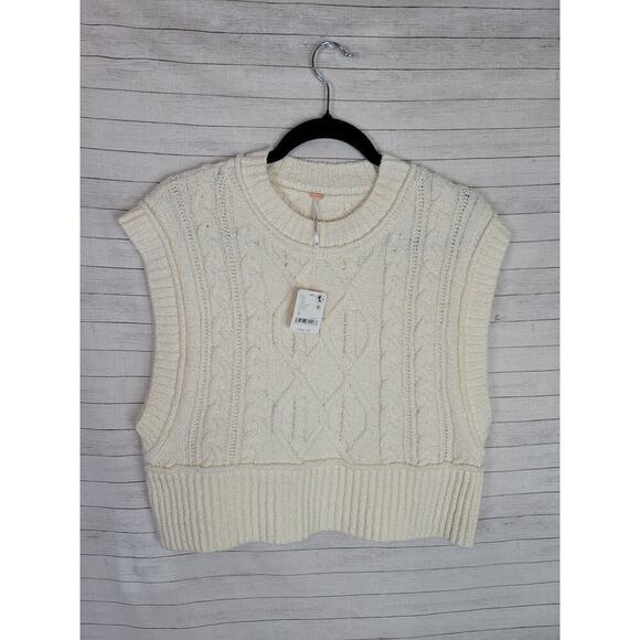 FREE PEOPLE Rowan Sweater Vest in Ivory, sz XL - Picture 2 of 16
